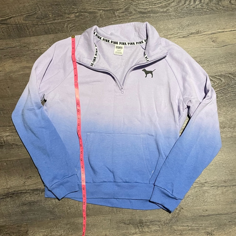 Victoria’s Secret Pink Ombré Purple Blue 1/4 Zip Sweatshirt.  Women’s Large. - Picture 6 of 7